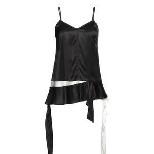 JW ANDERSON Draped Two-Tone Satin Cami Black and White